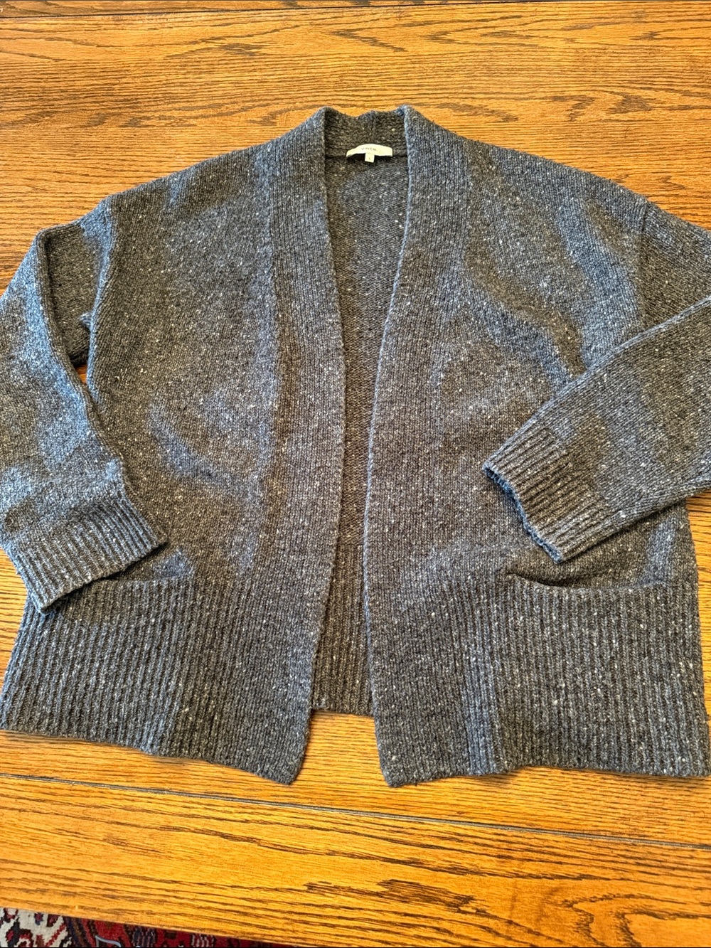 Vince Wool Alpaca Open Front Grandpa Cardigan Pockets Charcoal L